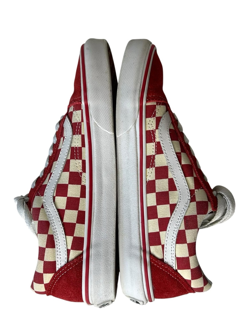VANS Men 6 6.5 Women 7.5 8 Red White Checkerboard Canvas Lace-Up Sneakers. - Picture 5 of 11